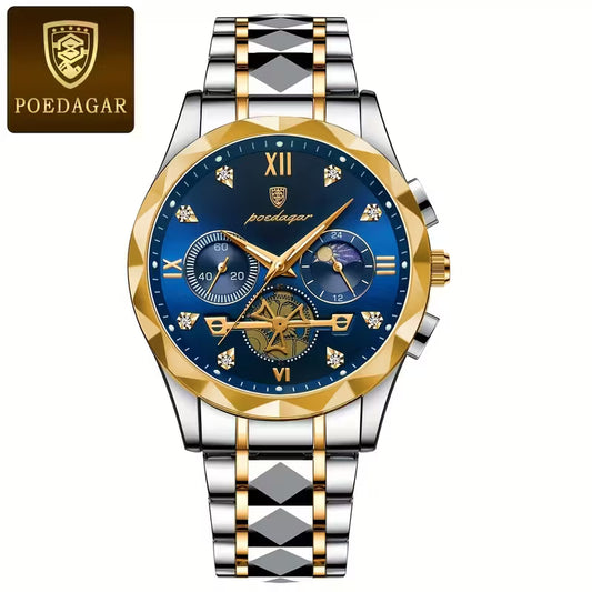 POEDAGAR Men'S Luxury Business Chronograph Watch